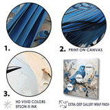 Blue Bird Minimalism White And Blue Flowers - Bird Floral Framed Canvas Art