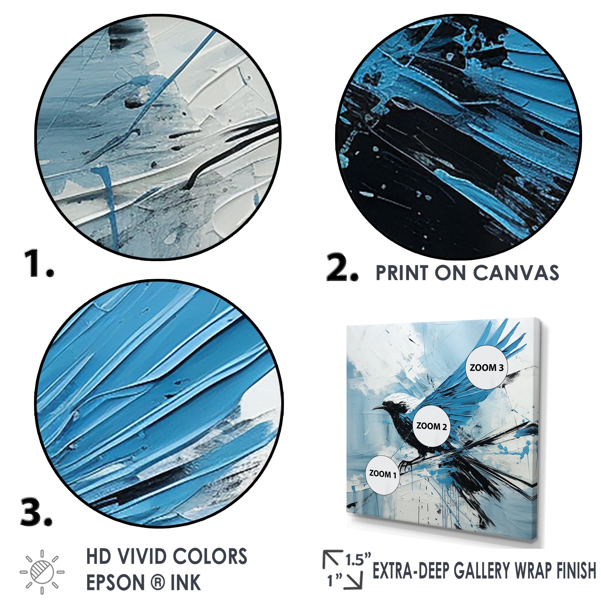 Blue Bird In Mix Of Colors - Bird Bedroom Wall Art