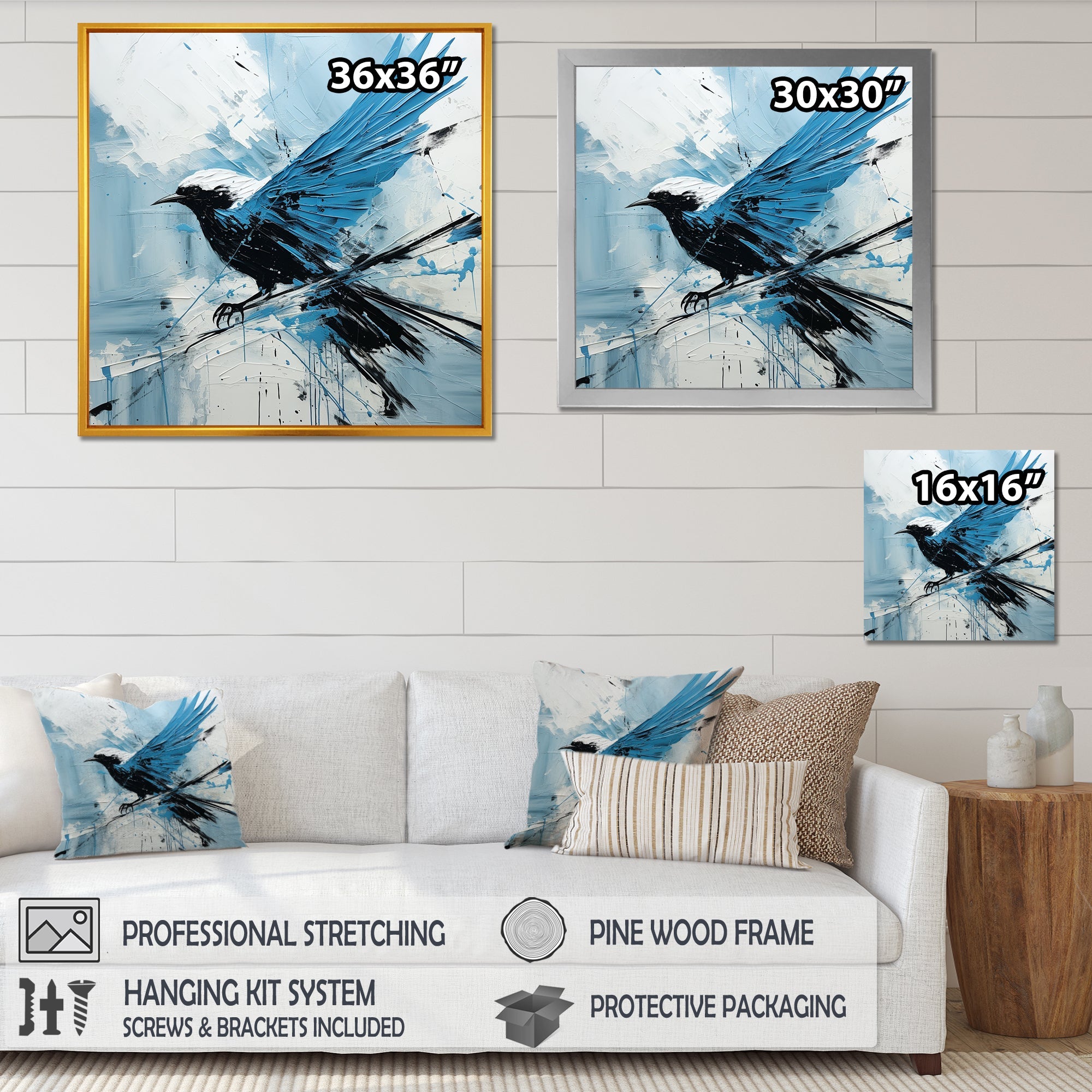 Blue Bird In Mix Of Colors - Bird Bedroom Wall Art