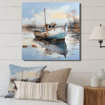 Boat Charm In Winter - Boat Canvas Wall Art
