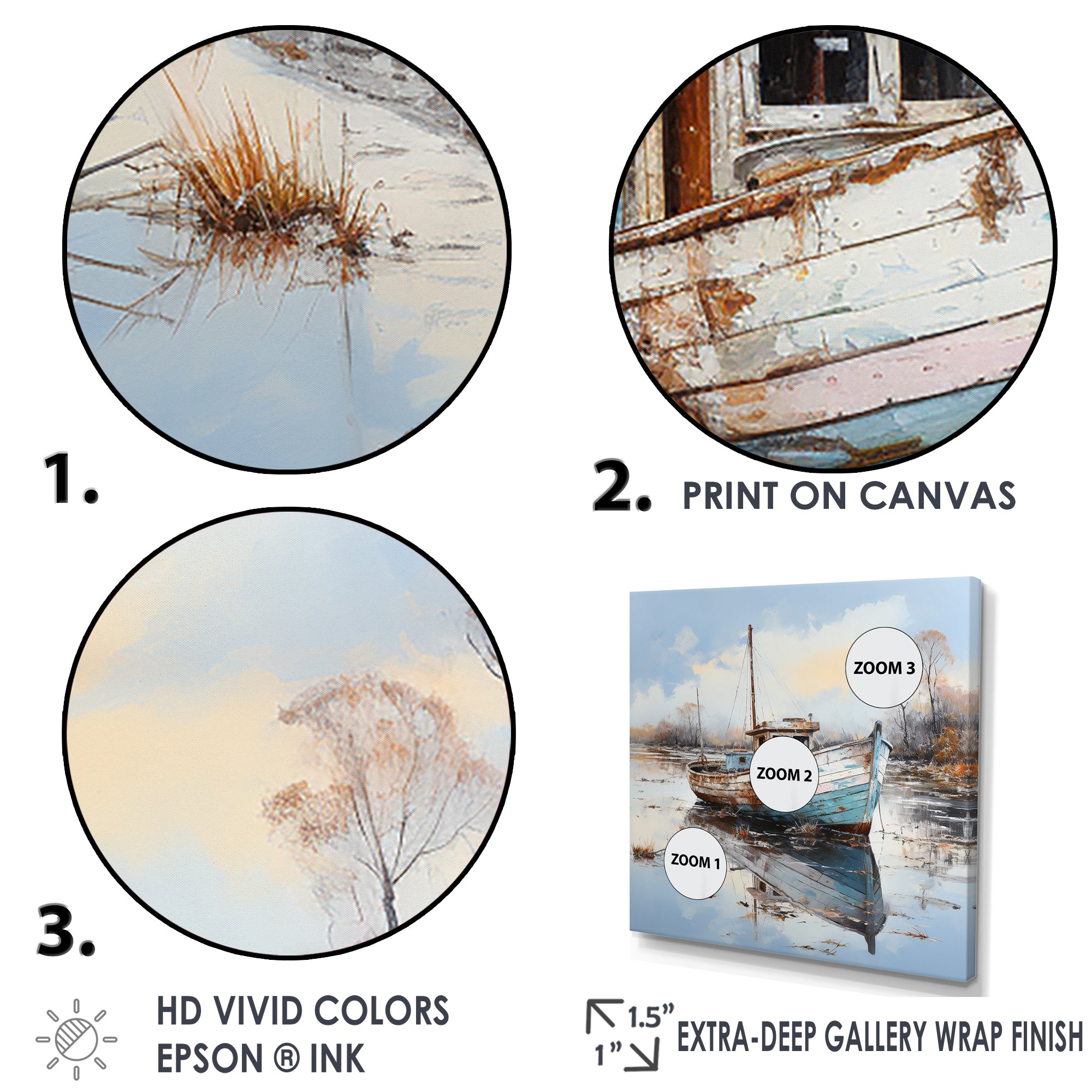 Boat Charm In Winter - Boat Canvas Wall Art