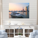 Yacht In Shanghai Bay - Boat Canvas Wall Art