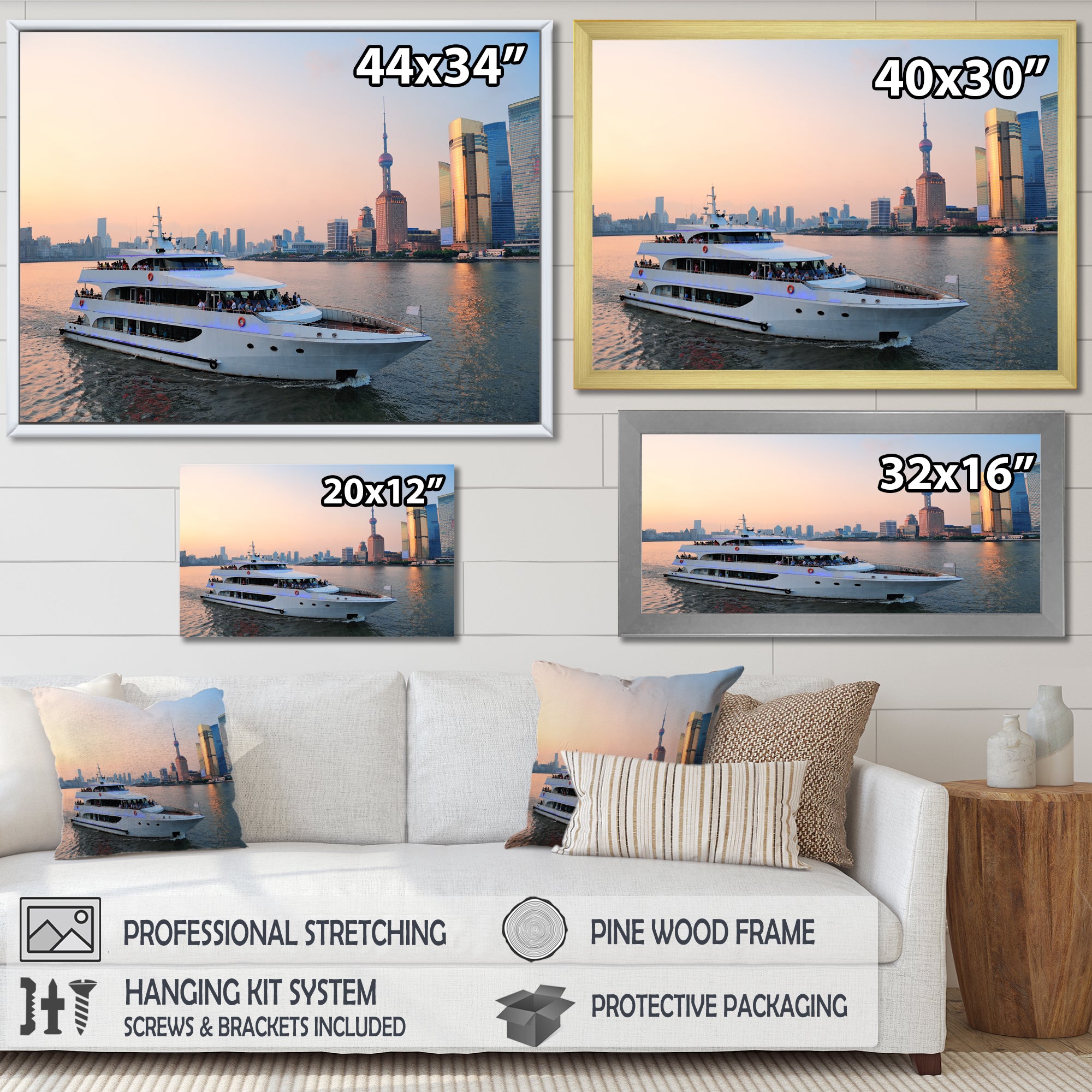 Yacht In Shanghai Bay - Boat Canvas Wall Art