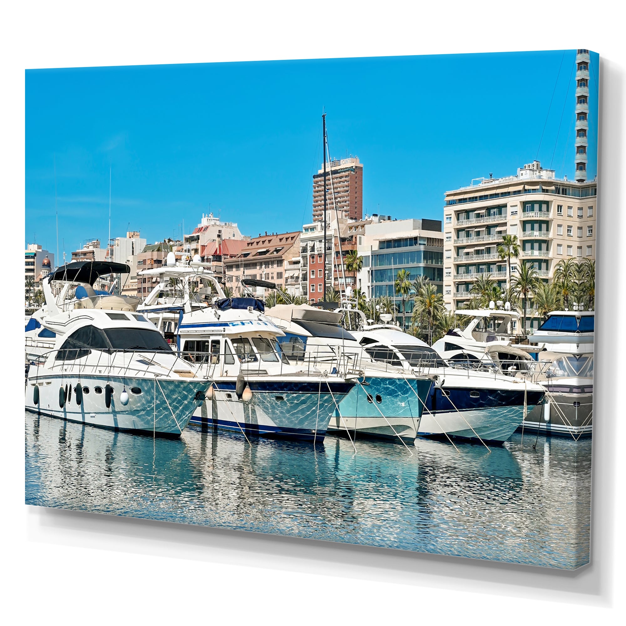 Boats Docked At Port Alicante Spain - Boat Canvas Wall Art