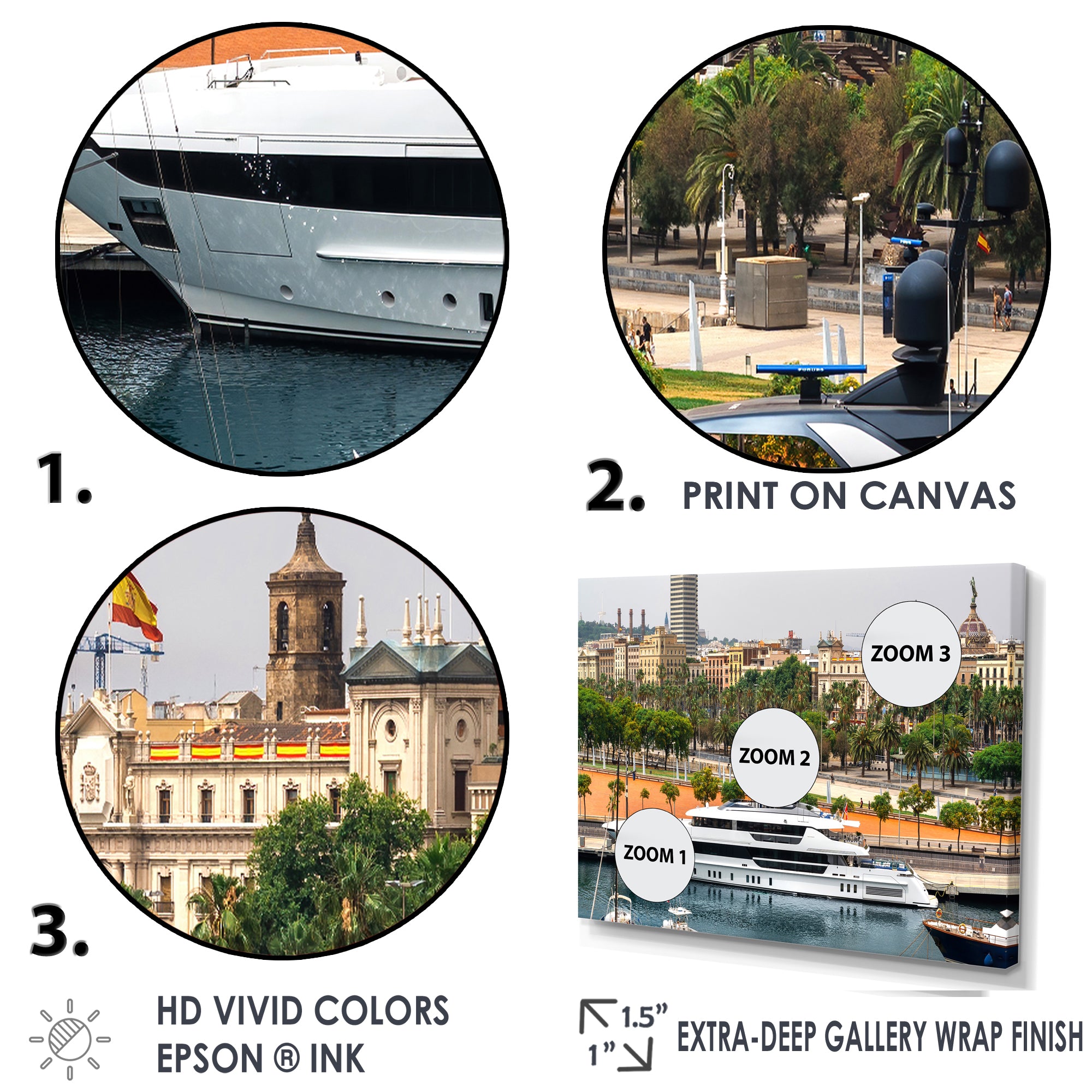 Docked Yacht In Mediterranean Sea Port - Boat Canvas Wall Art