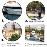 Docked Yacht In Mediterranean Sea Port - Boat Canvas Wall Art