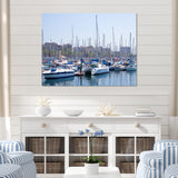 Yachts Docked At Port Vell - Boat Canvas Wall Art
