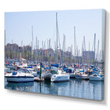 Yachts Docked At Port Vell - Boat Canvas Wall Art