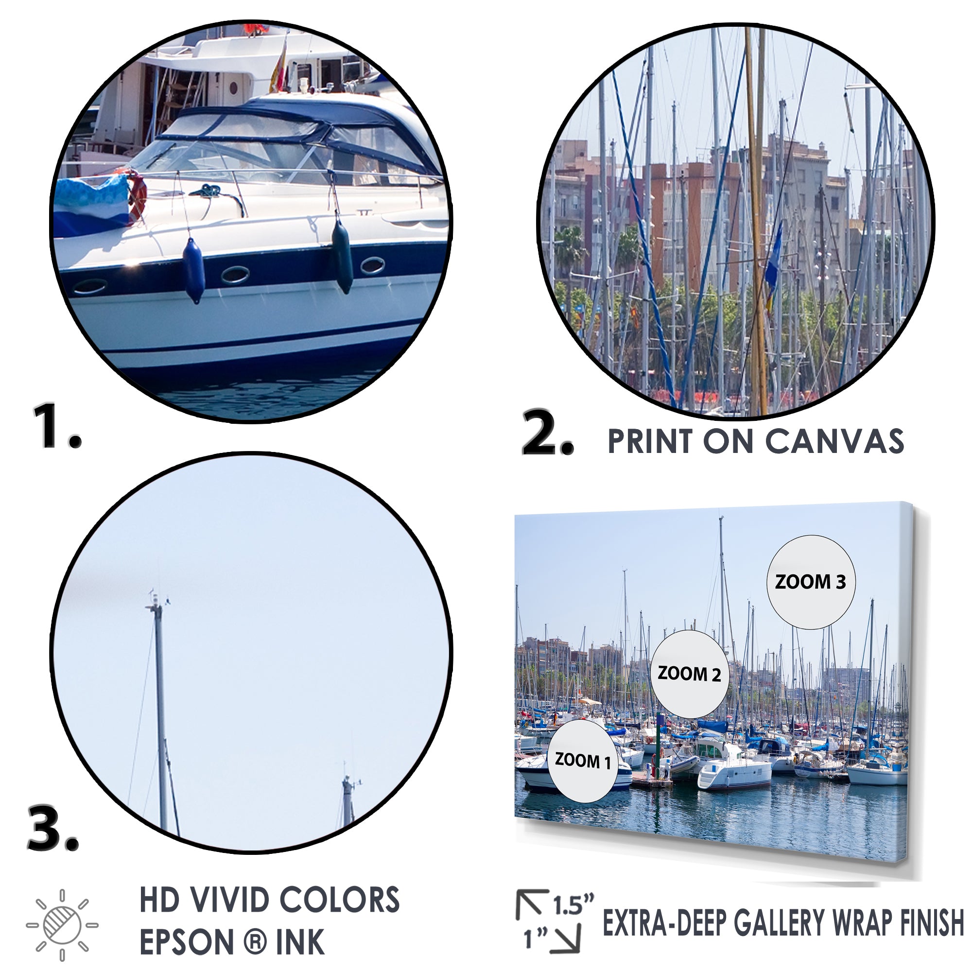 Yachts Docked At Port Vell - Boat Canvas Wall Art