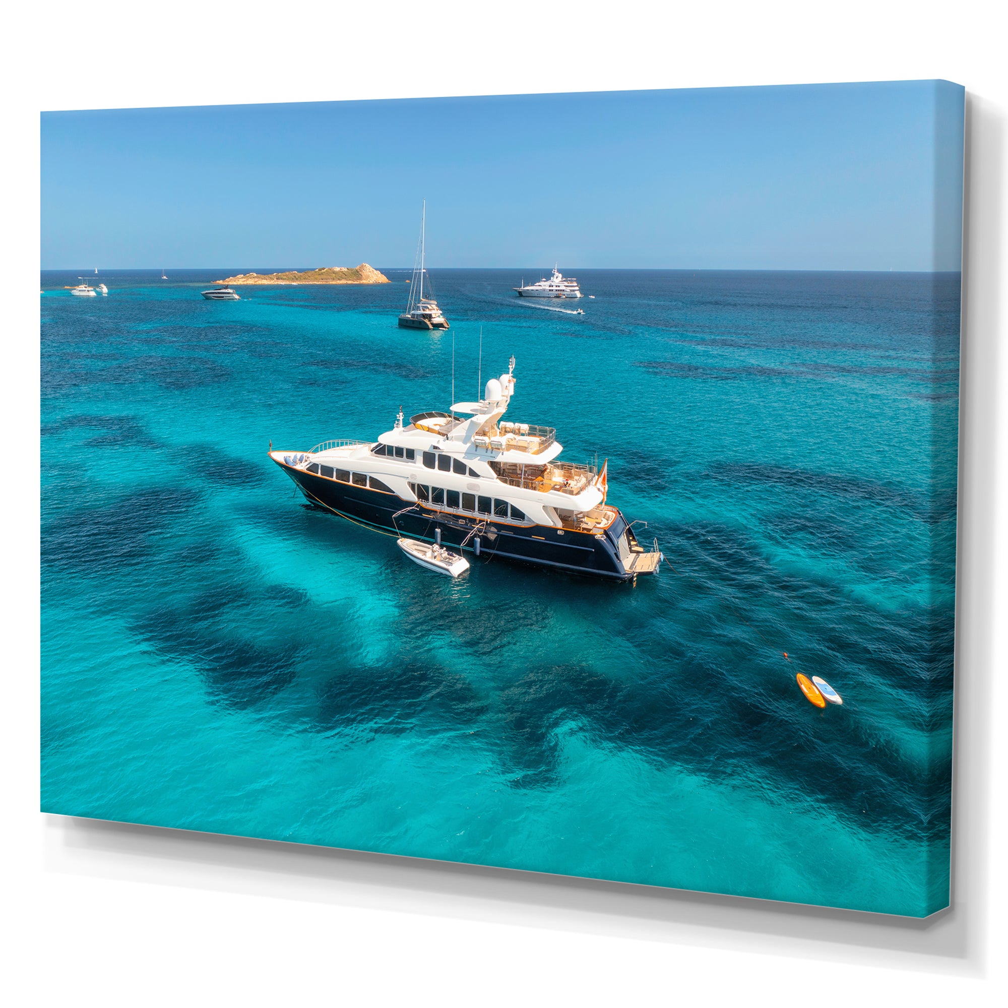 Luxury Yacht On Open Water Adventure - Boat Canvas Wall Art