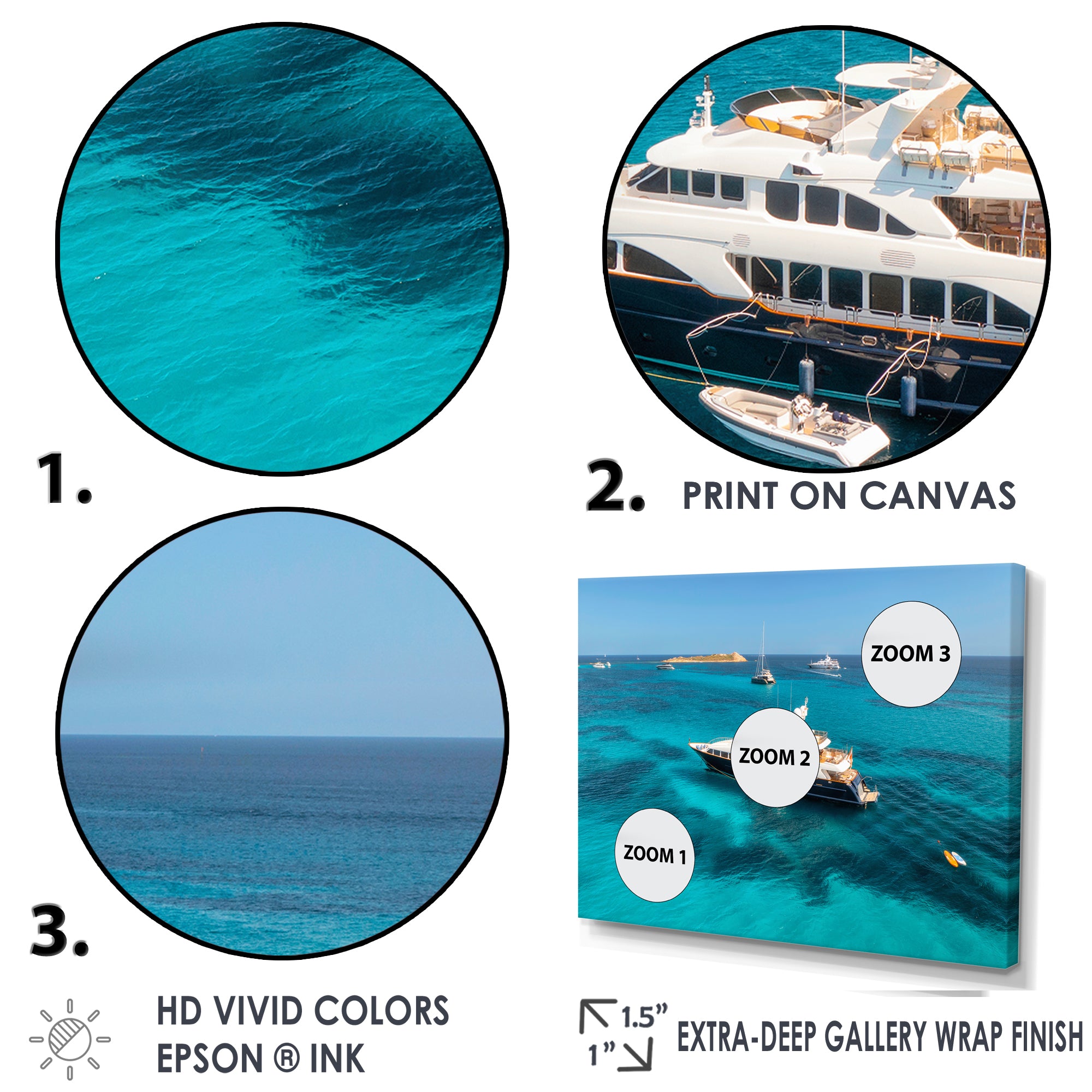 Luxury Yacht On Open Water Adventure - Boat Canvas Wall Art