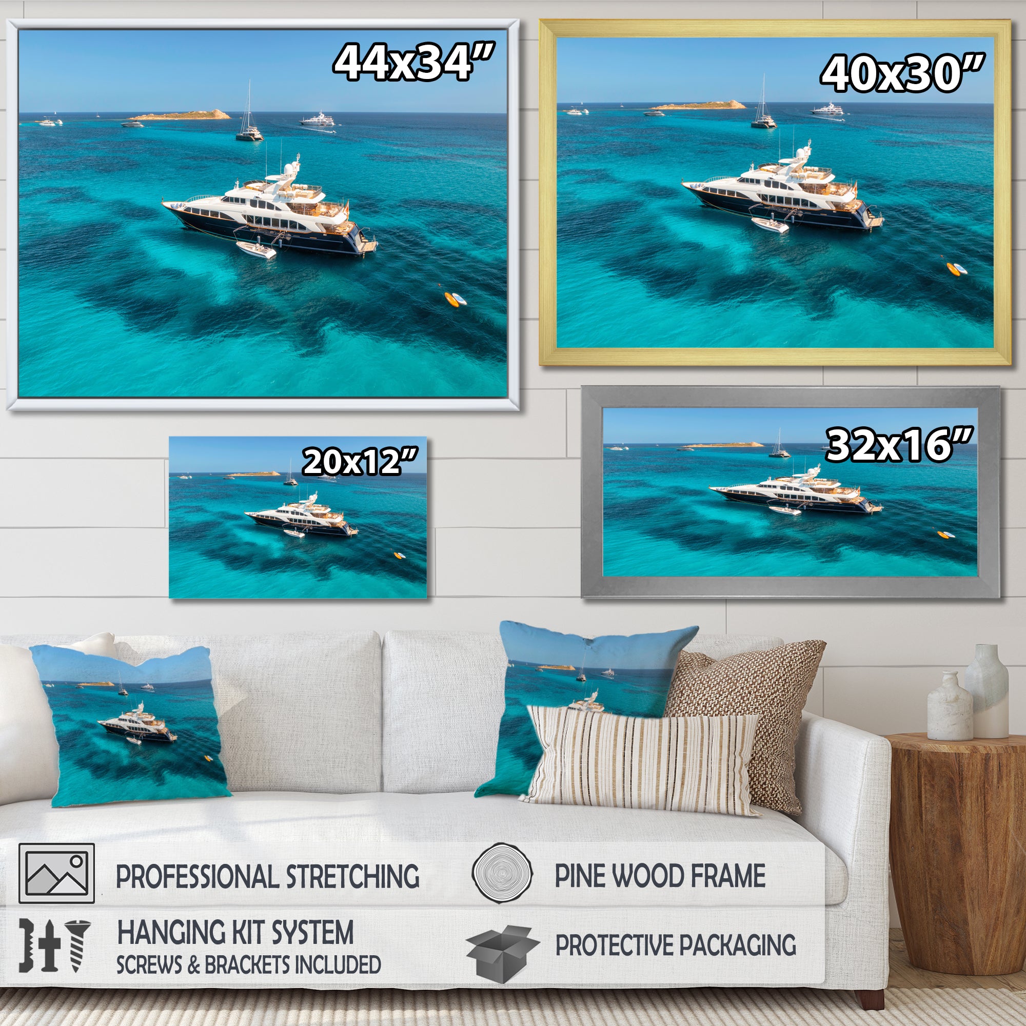 Luxury Yacht On Open Water Adventure - Boat Canvas Wall Art