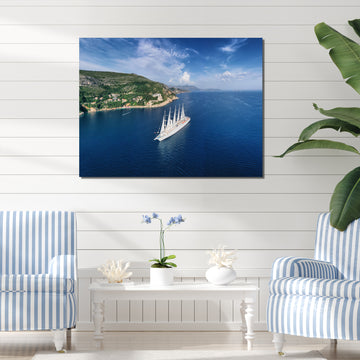 Cruise Ship With Sails In Croatia - Boat Canvas Wall Art