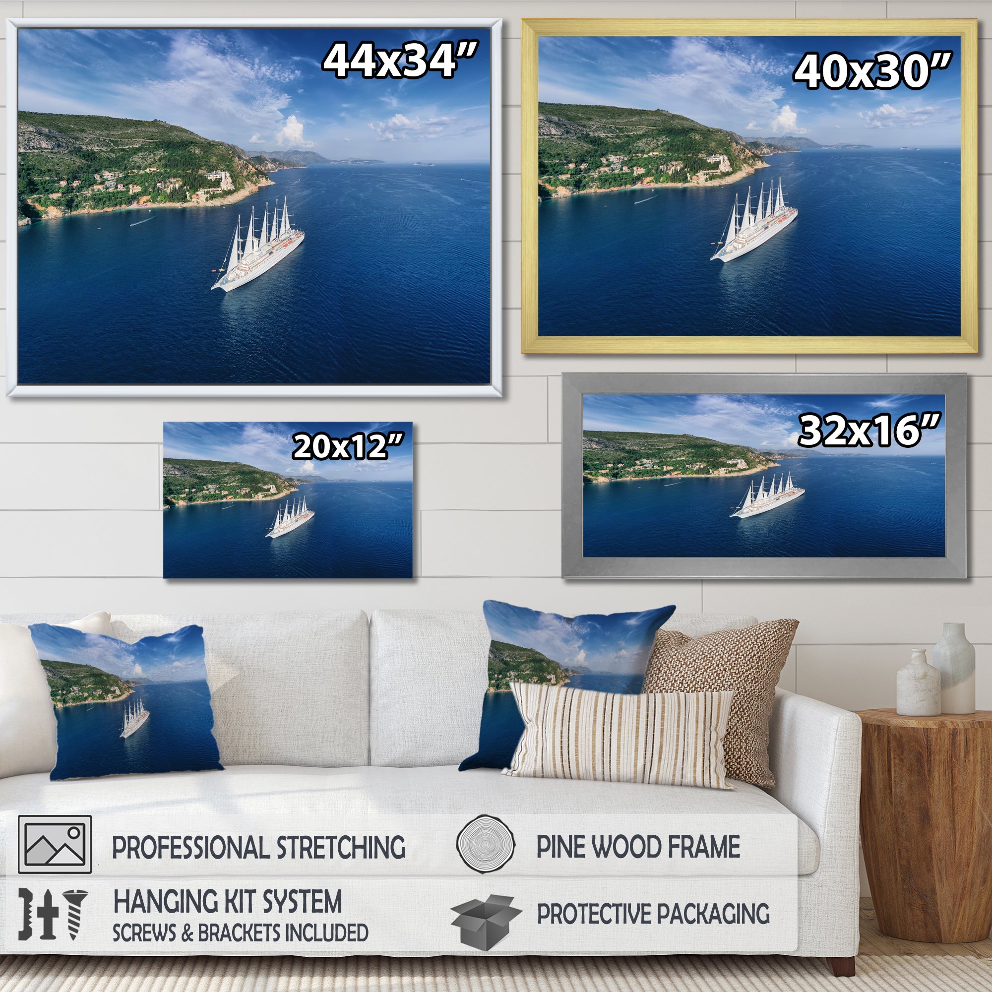 Cruise Ship With Sails In Croatia - Boat Canvas Wall Art