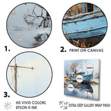 Boat Fishing Charm In Winter - Boat Fishing Canvas Wall Art