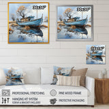 Boat Fishing Charm In Winter - Boat Fishing Canvas Wall Art