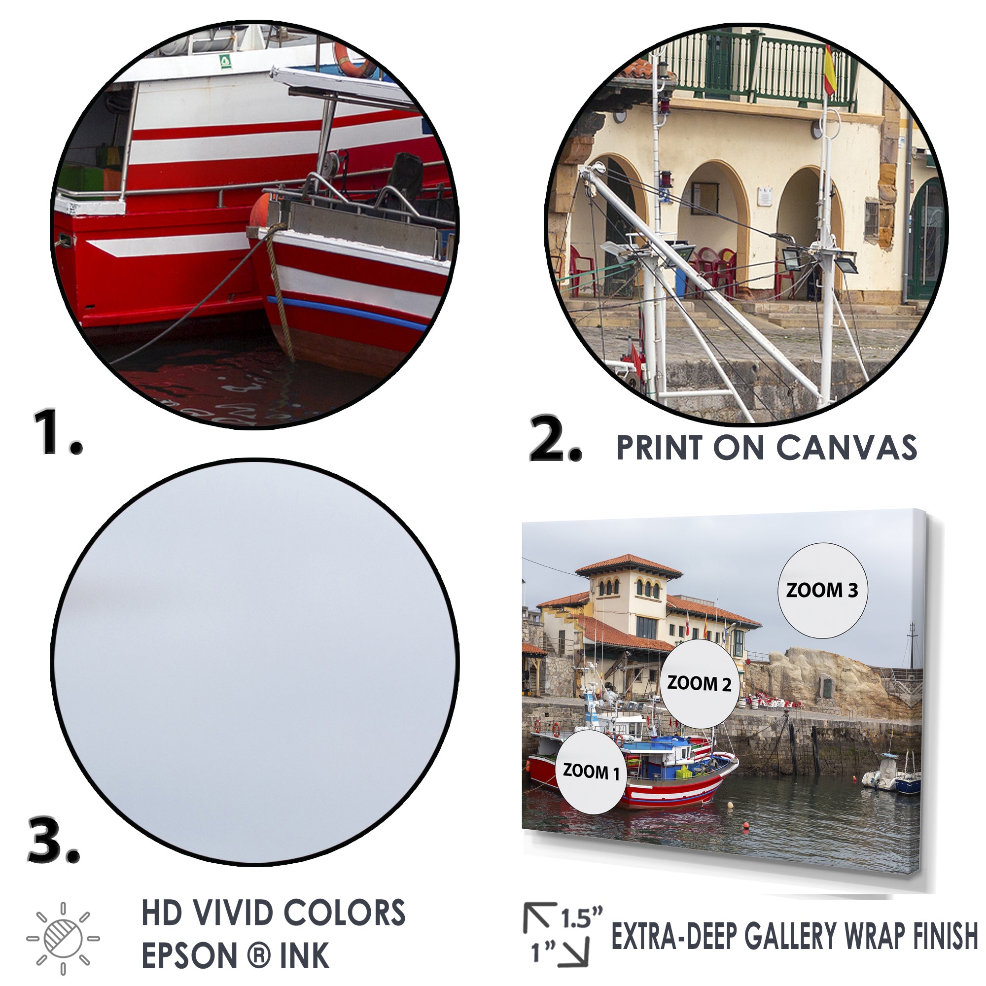 Fishing Boats At Spanish Port Comilla's Cantabria - Boat Fishing Canvas Wall Art