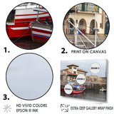 Fishing Boats At Spanish Port Comilla's Cantabria - Boat Fishing Canvas Wall Art