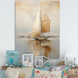 Gold Sailing Charm In The Morning Mist - Boat Sailing Canvas Wall Art
