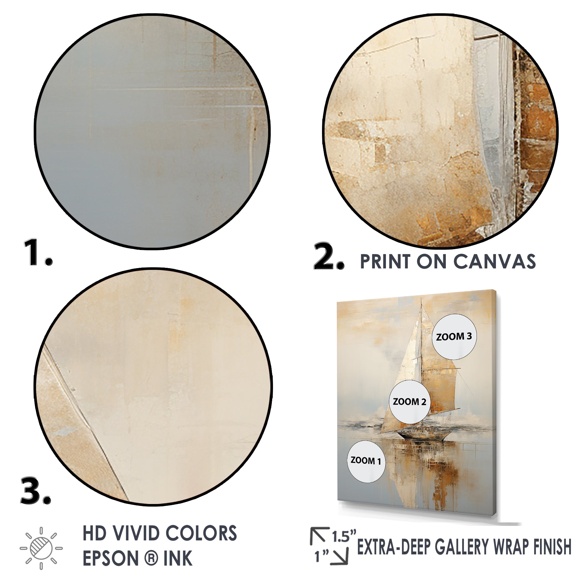 Gold Sailing Charm In The Morning Mist - Boat Sailing Canvas Wall Art