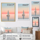 Blue And Pink Sailing Boat Calm Horizon - Boat Sailing Canvas Wall Art