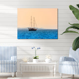 Lonely Sailboat Sails Sea Dawn - Boat Sailing Canvas Wall Art