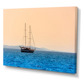 Lonely Sailboat Sails Sea Dawn - Boat Sailing Canvas Wall Art