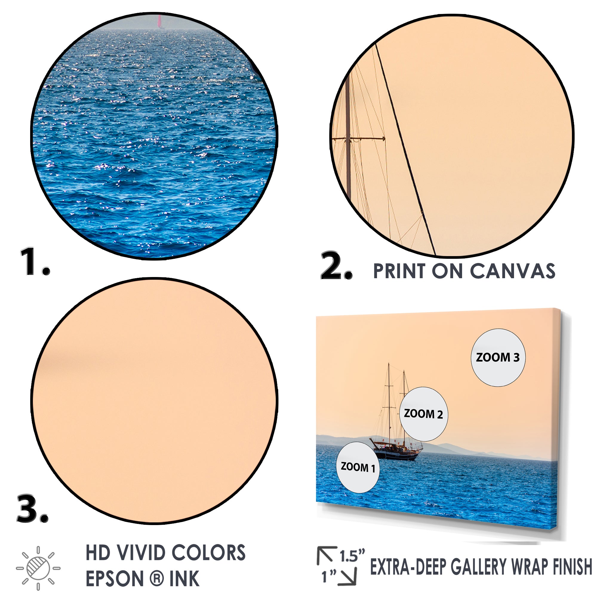 Lonely Sailboat Sails Sea Dawn - Boat Sailing Canvas Wall Art