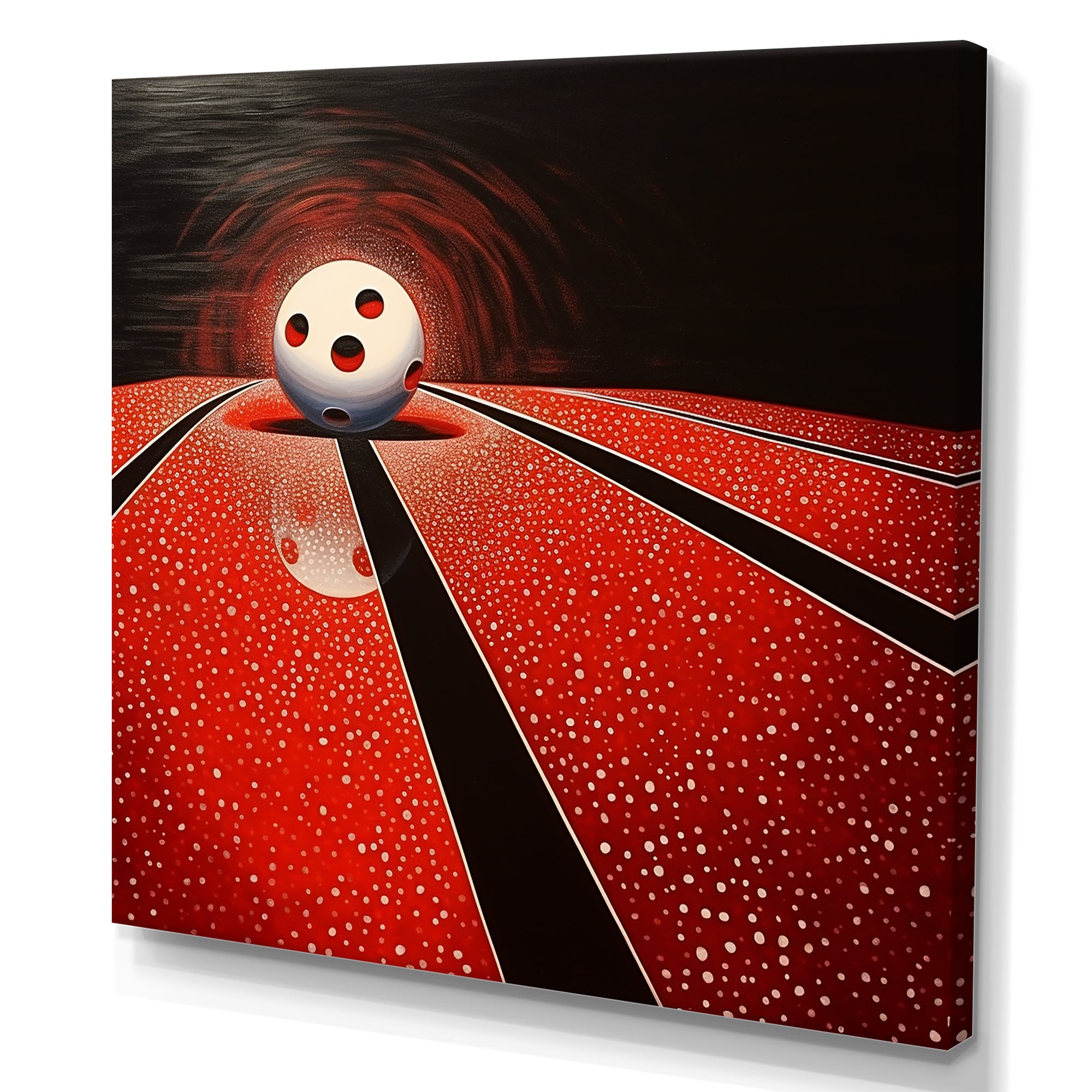 Ruby Roll White Ball In Red - Bowling Canvas Wall Art