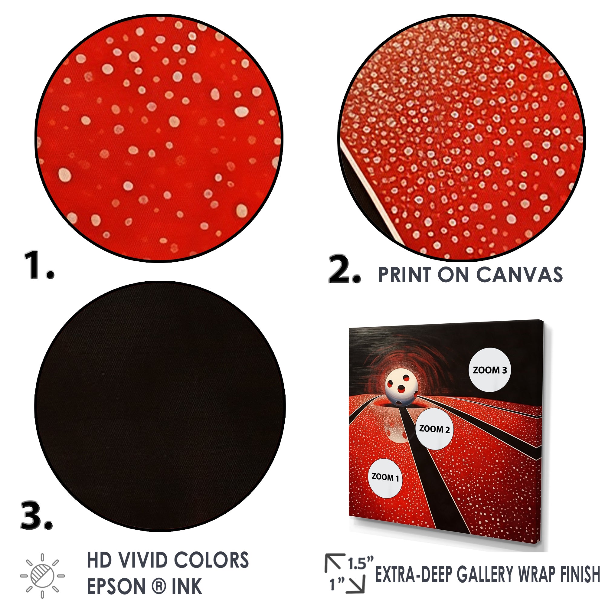 Ruby Roll White Ball In Red - Bowling Canvas Wall Art