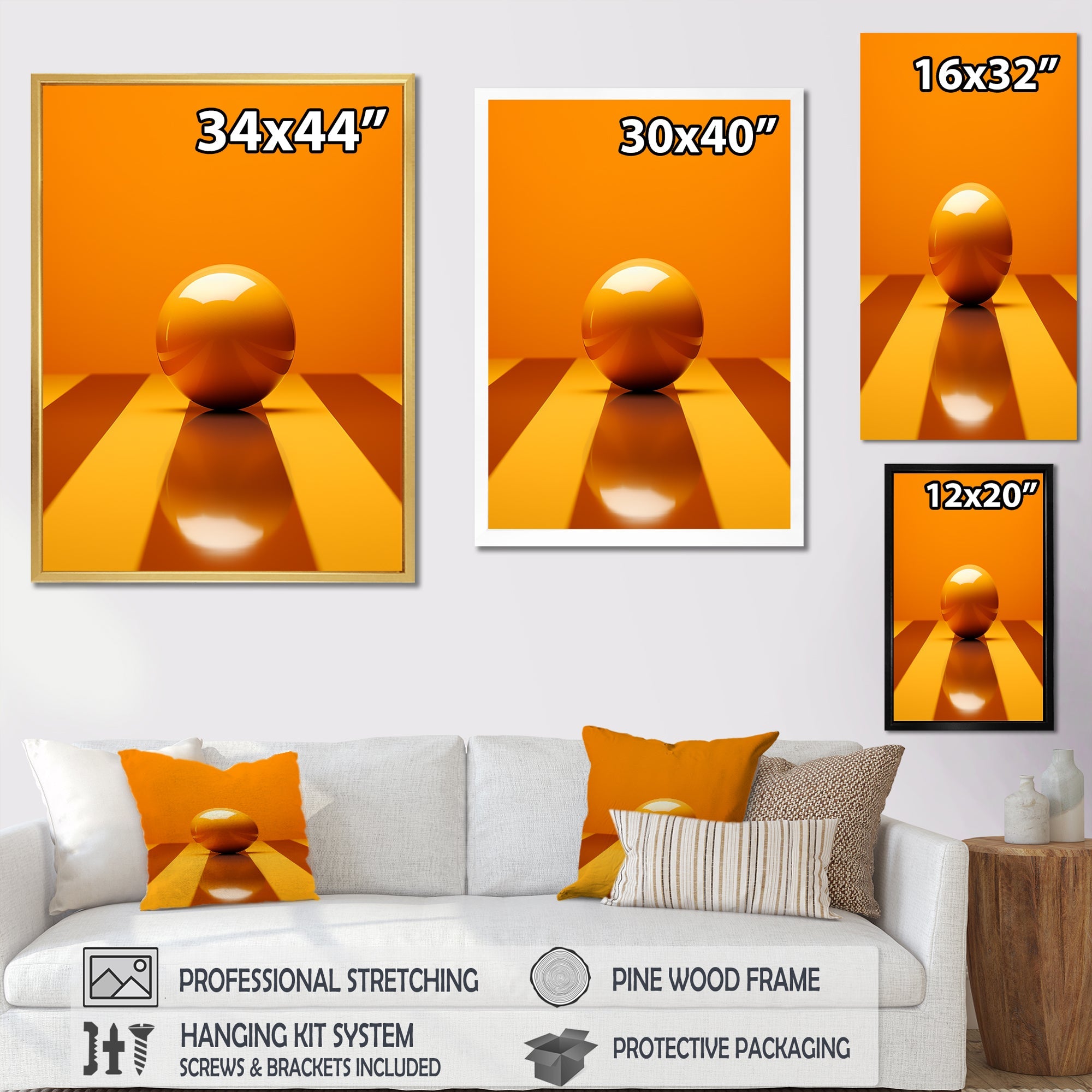 Bowling Tangerine Triumph - Bowling Canvas Wall Art