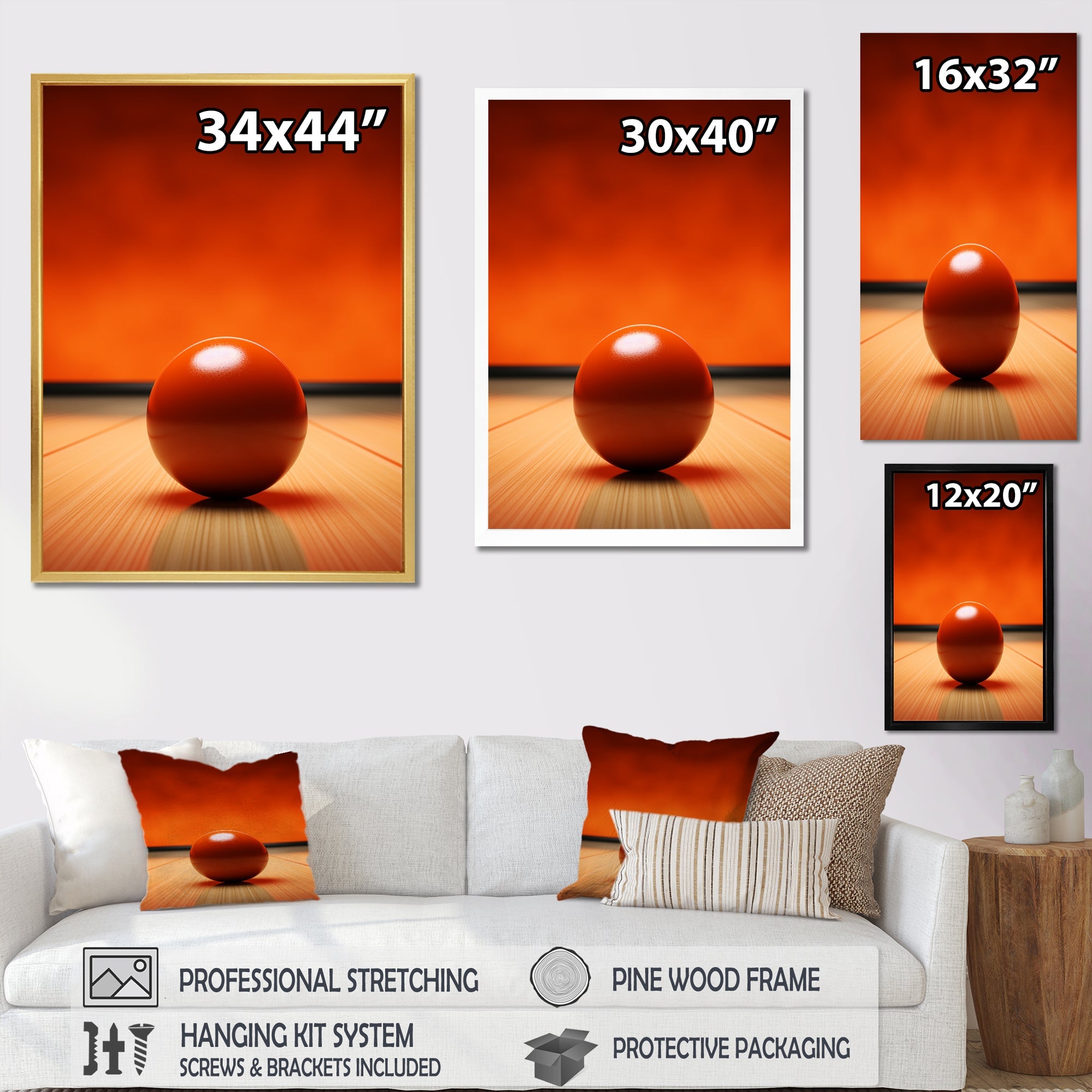 Bowling Tangerine Triumph I - Bowling Canvas Wall Art