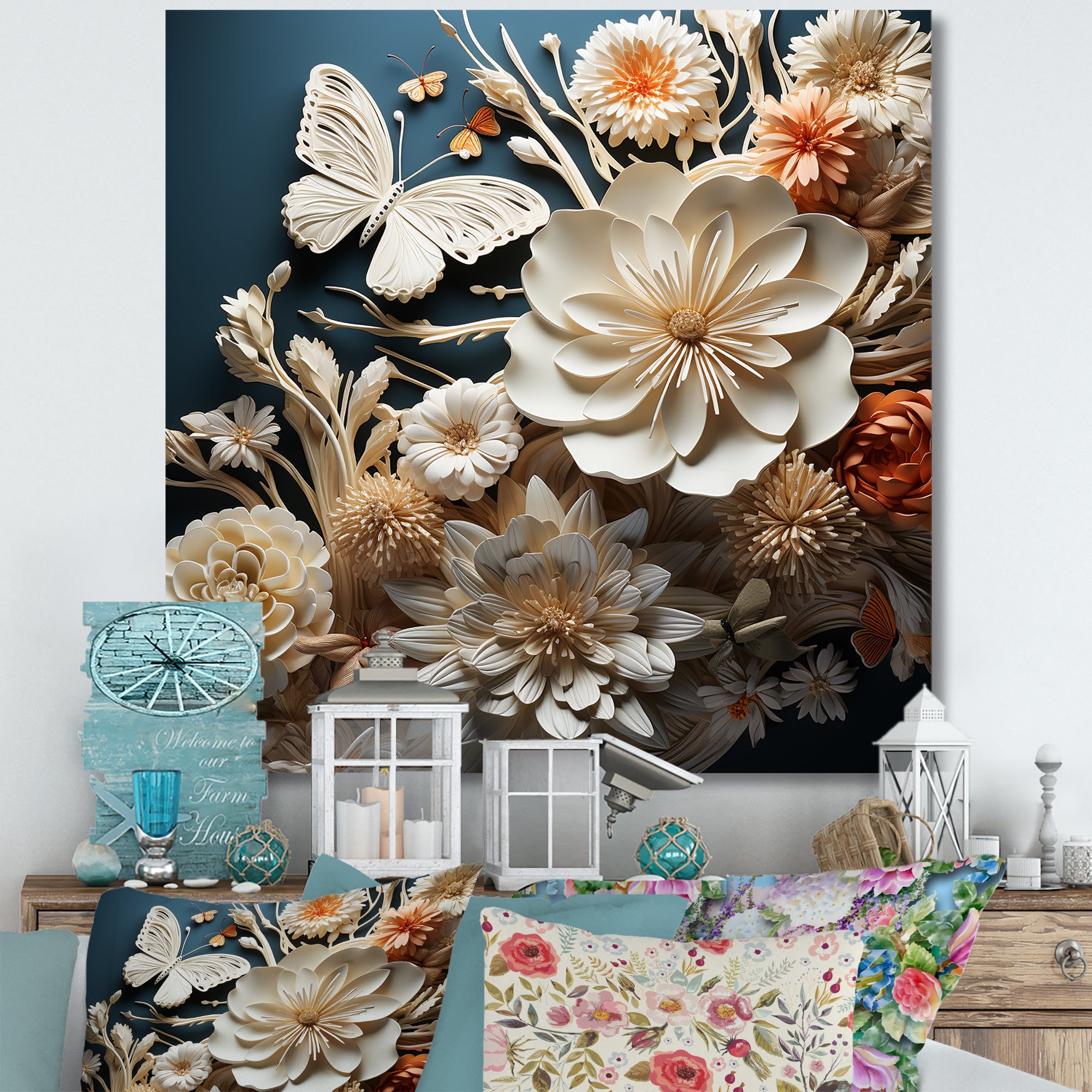 Textured Layers Mixed Media Dance - Butterfly Canvas Wall Art