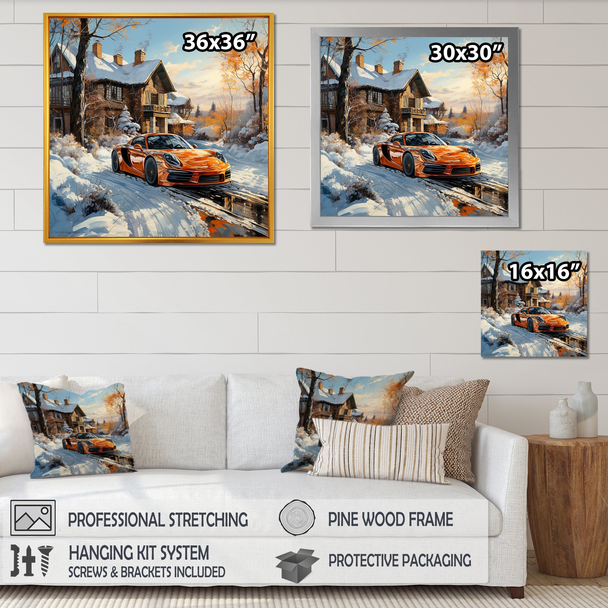 Exotic Car Charm In Winter - Car Exotic Canvas Wall Art