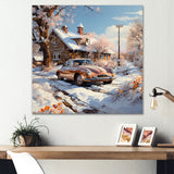 Vintage Car Charm In Winter - Car Exotic Canvas Wall Art