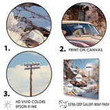 Vintage Car Charm In Winter - Car Exotic Canvas Wall Art