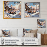 Vintage Car Charm In Winter - Car Exotic Canvas Wall Art