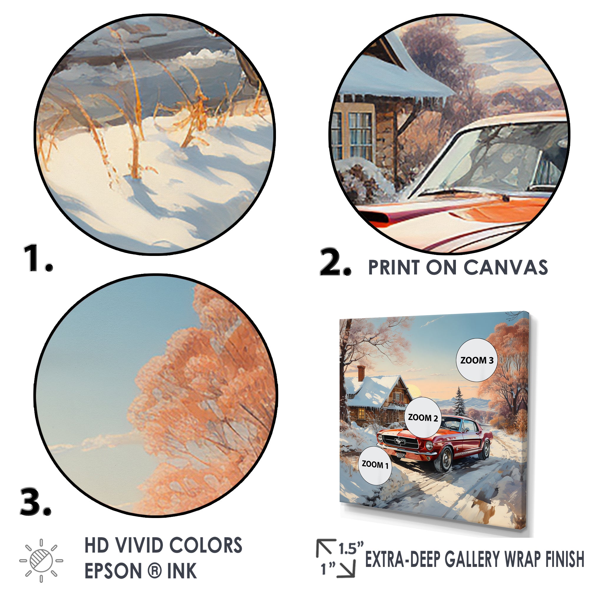 Muscle Car Charm In Winter - Car Exotic Canvas Wall Art