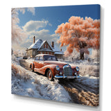 1950s Car Charm In Winter - Car Exotic Canvas Wall Art