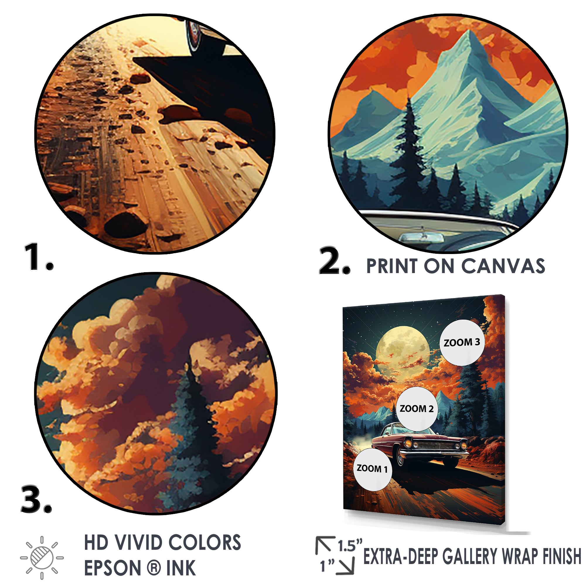 Vintage Car In Cosmic Art - Car Vintage Canvas Wall Art