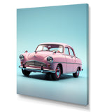 Poupart Pink And Blue 1950s Car - Car Vintage Canvas Wall Art