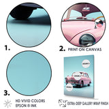 Poupart Pink And Blue 1950s Car - Car Vintage Canvas Wall Art