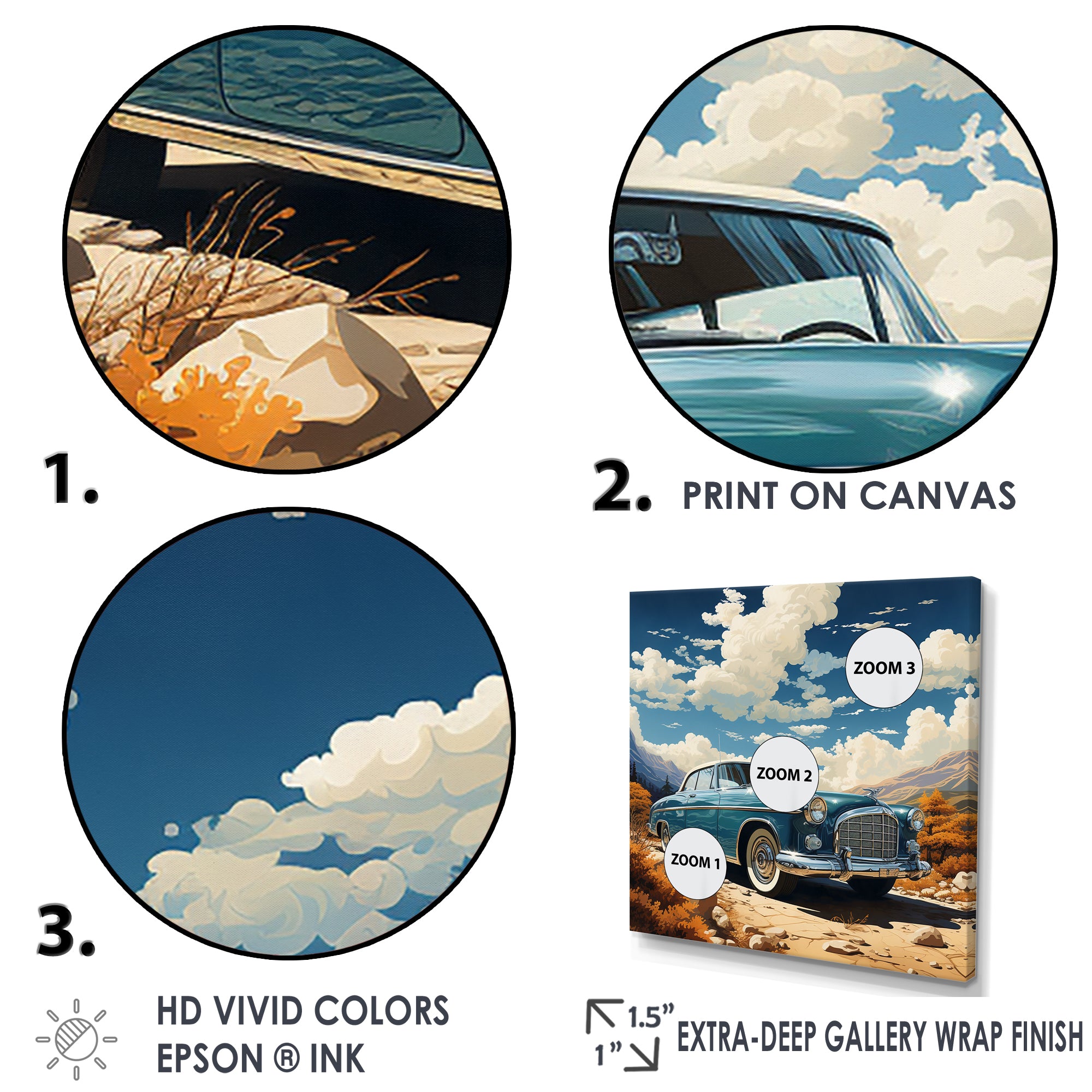 A Surrealism Vintage Car - Car Vintage Canvas Wall Art