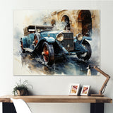 A Watercolor Capturing A Vintage Car - Car Vintage Canvas Wall Art