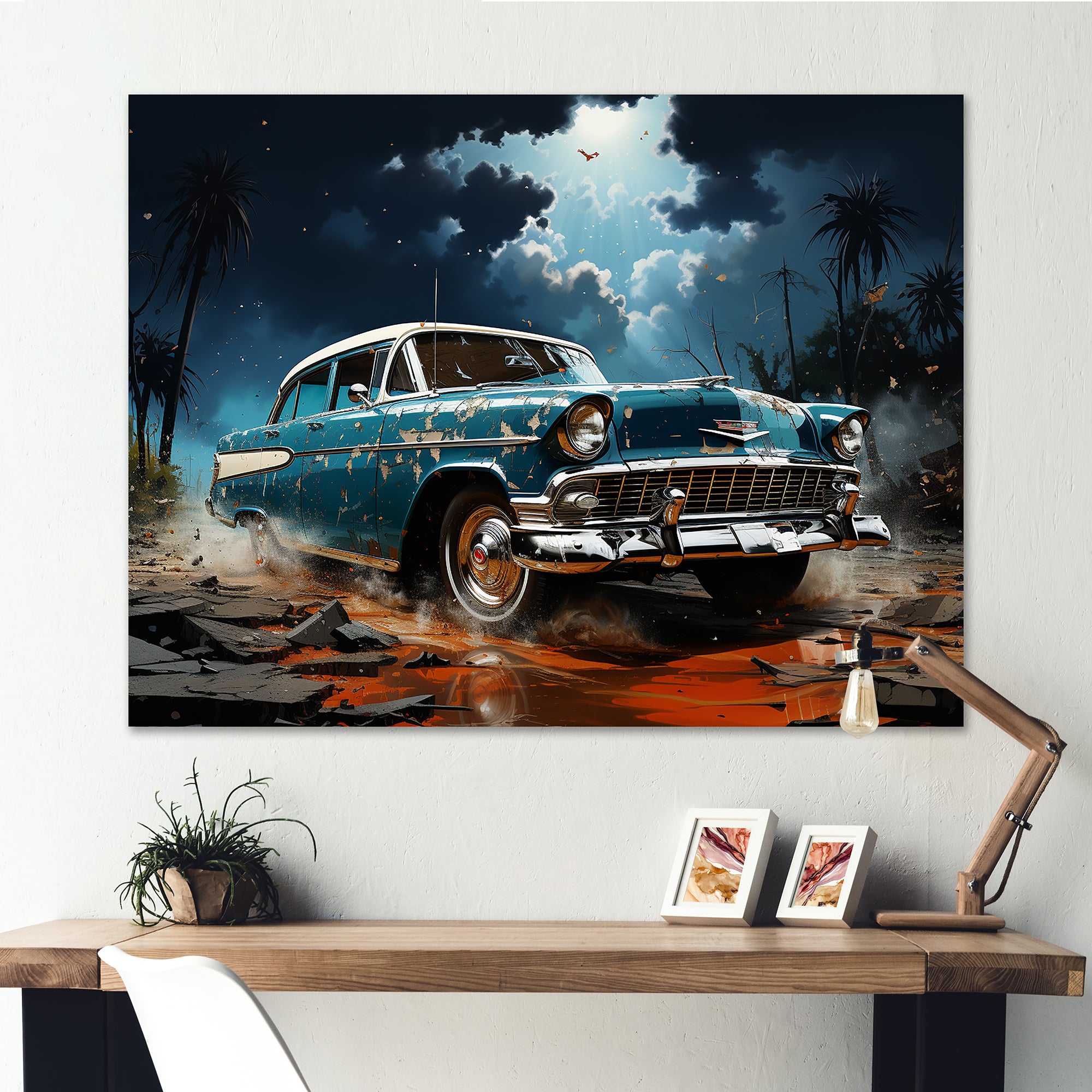 Abstract Car Vintage Vitality - Car Vintage Canvas Wall Art