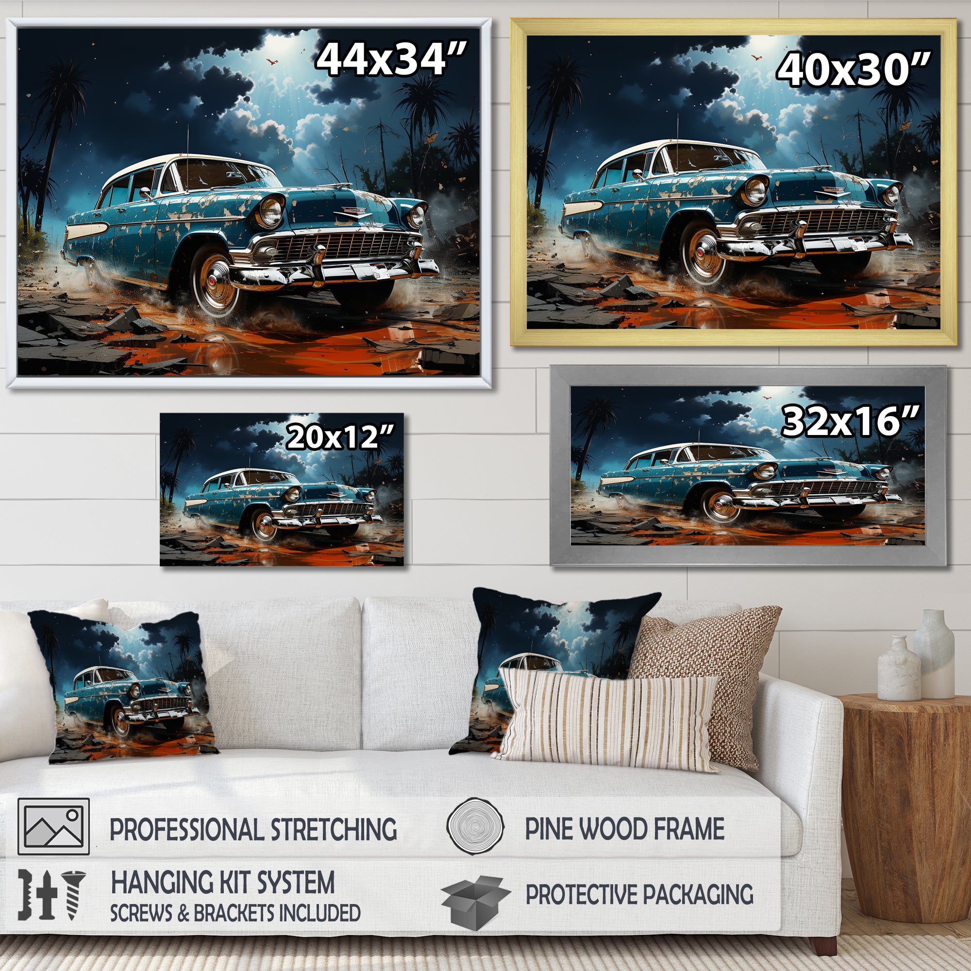Abstract Car Vintage Vitality - Car Vintage Canvas Wall Art