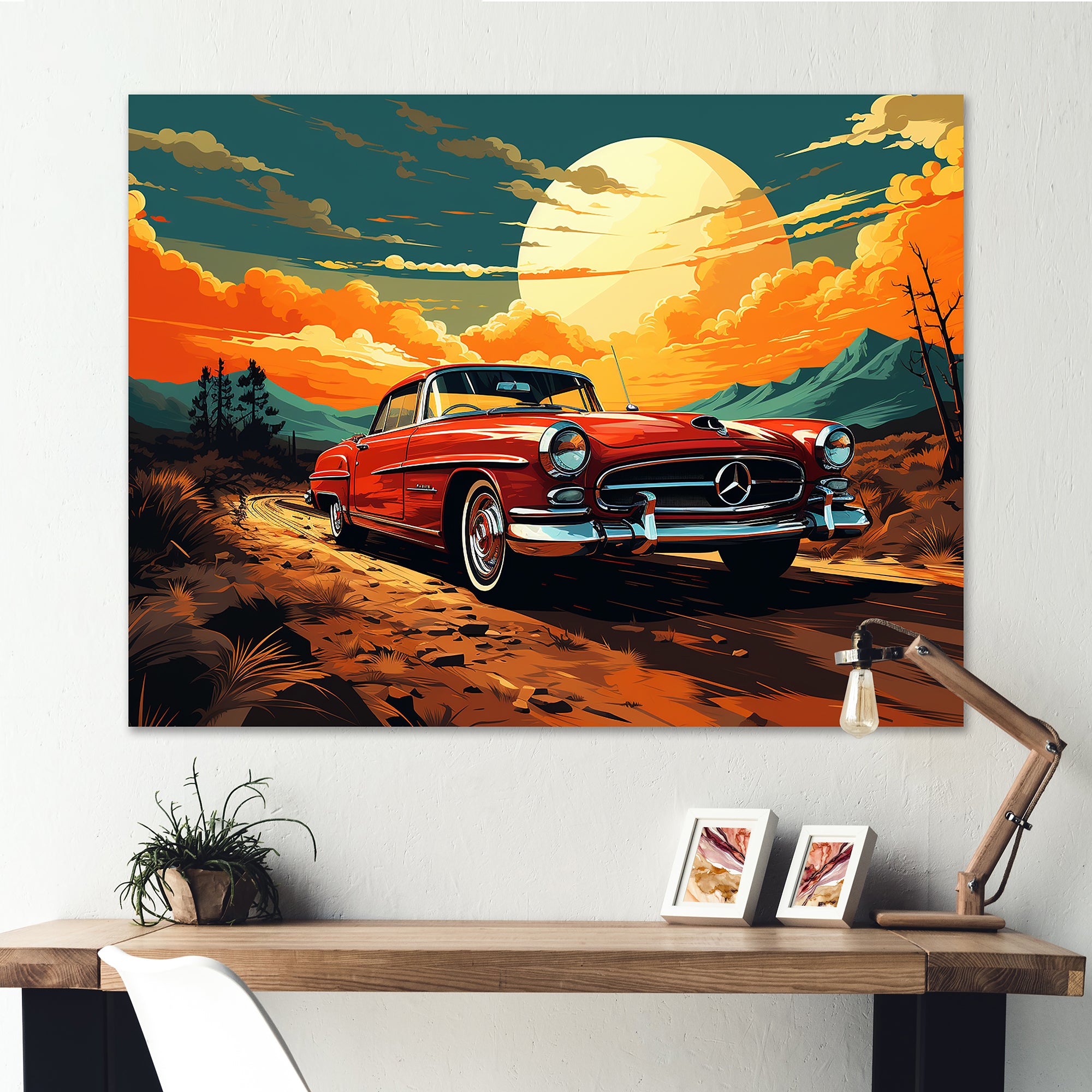 Vintage European Car In Nevada - Car Vintage Canvas Wall Art