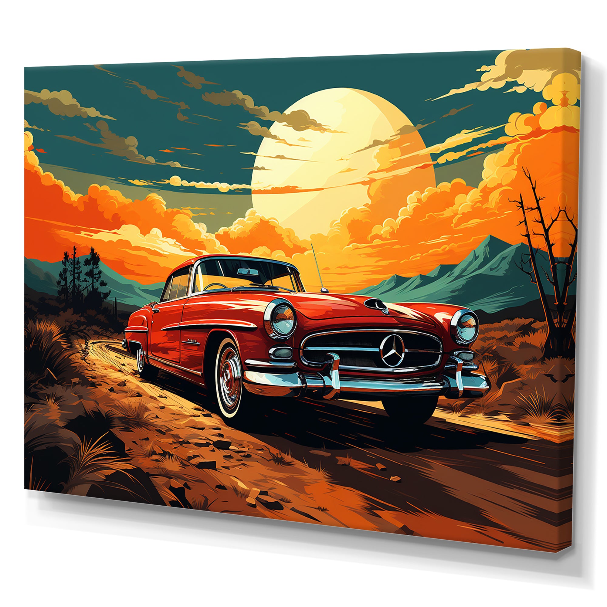 Vintage European Car In Nevada - Car Vintage Canvas Wall Art