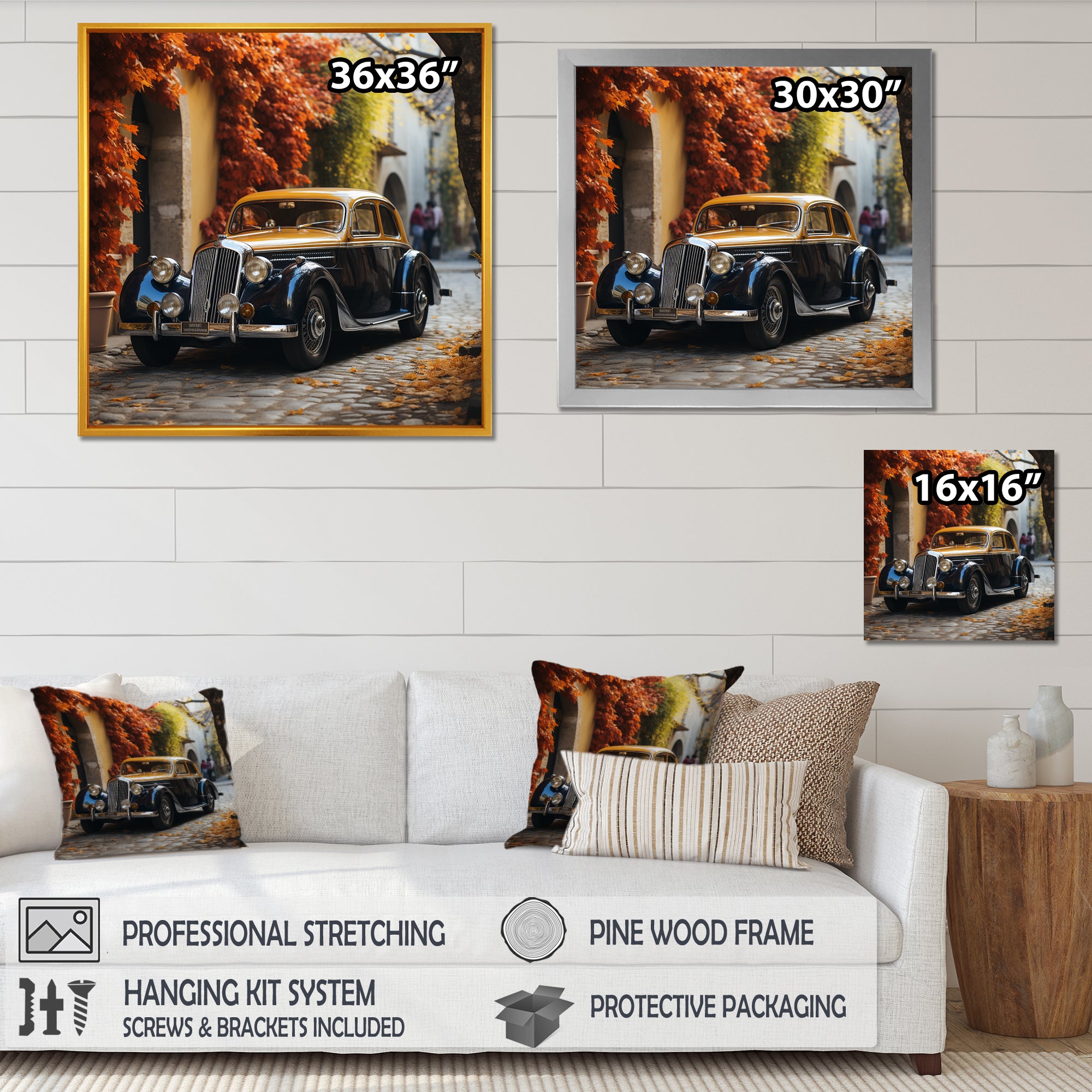 1960s Old Car In England - Car Vintage Canvas Wall Art