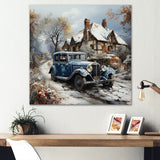 1930s Vintage Car Charm In Winter - Car Vintage Canvas Wall Art
